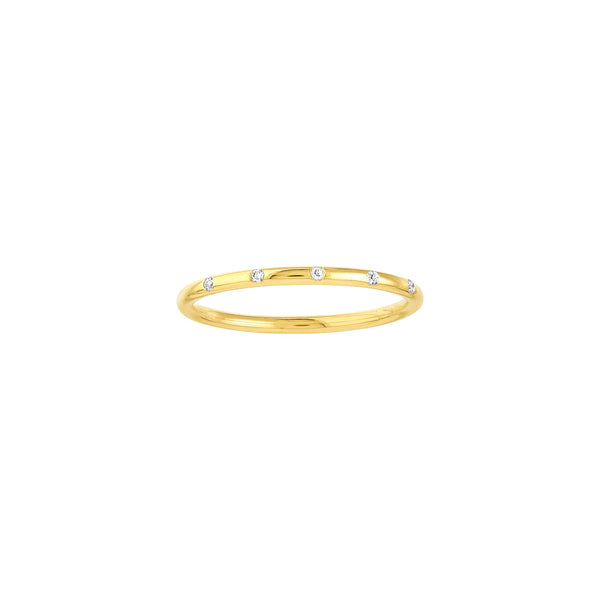 14K Gold 3-Point Diamond Station Thin Band – Lireille