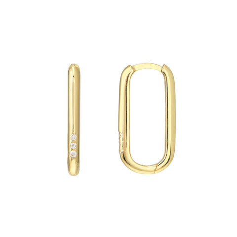 14k Gold Curved CZ Post Earrings