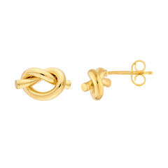 14K Gold 2mm Tube Love Knot Earrings