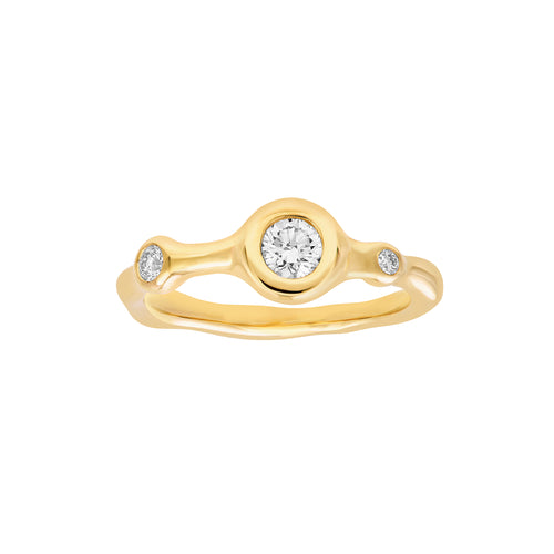 Diamond Trio Organic Ring | 1/3 CTW Bezel-Set Diamonds