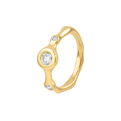 Diamond Trio Organic Ring | 1/3 CTW Bezel-Set Diamonds