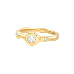 Diamond Trio Organic Ring | 1/3 CTW Bezel-Set Diamonds
