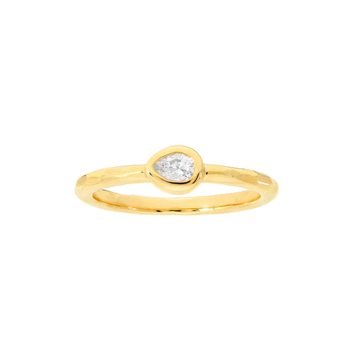 Pear Diamond Bubble Ring | 14K Gold, 1/6 CTW Diamond