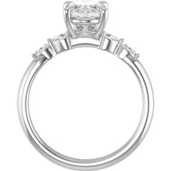 14K White Gold 4-Claw Prongs Set Accent Engagement Ring with Oval Lab-grown Diamond