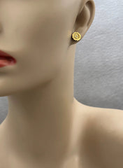 Tiny Redwood Studs: Sparkling Tree Slice Diamond Earrings