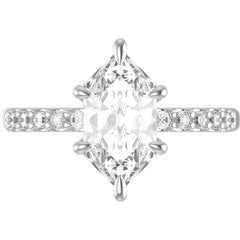 2.14 CT Dutch Marquise Lab Grown Diamond Platinum Accent Diamond Ring Mounting - Custom