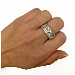 Chunky Hammered Solid Silver Band
