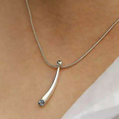 All silver small curved silver pendant