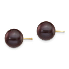 9 - 10 mm Black Freshwater Cultured Round Pearl Stud Earring