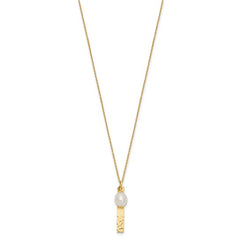 White FWC Rice Pearl Brushed 14k Yellow Gold Necklace