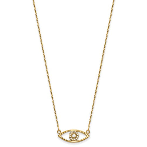 Diamond Evil Eye Necklace | 14K Gold 18 Inch