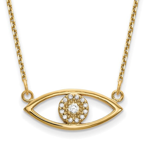 Diamond Evil Eye Necklace | 14K Gold 18 Inch