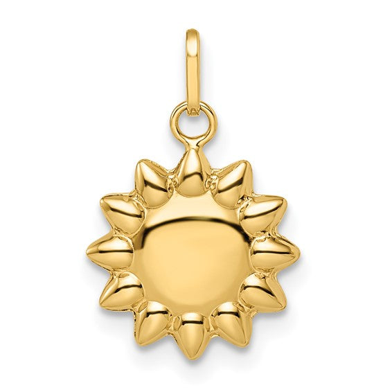 14k Gold Polished Puffed Sun Pendant – Lireille