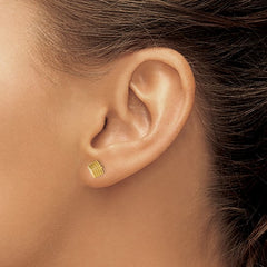 14K Gold 3-D Hollow Cube Post Earrings