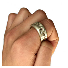 Chunky Hammered Solid Silver Band