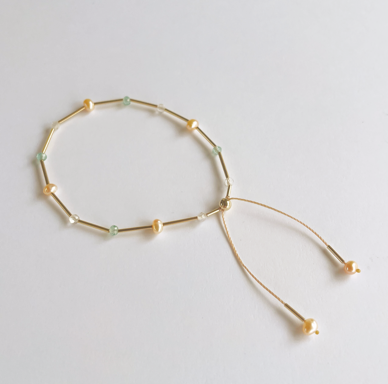 Multi-Gemstone Gold Filled Bracelet with Aquamarine, Pearl, and Apatit –  Lireille