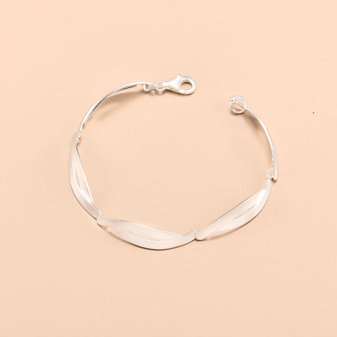 Curved Marquise Silver Necklace