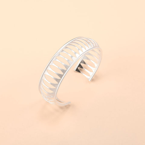 Curved Oval Silver Bracelet