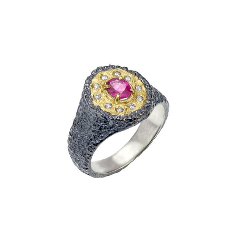 Apostolos Rubyand Brilliant Diamond Ring