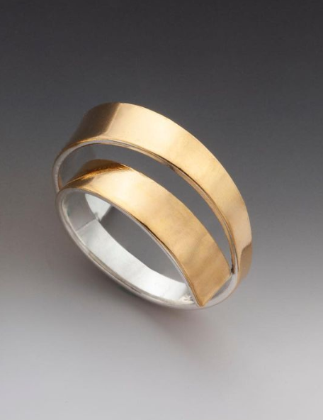 Bimetallic Architectural Ring in 22K Metals & Sterling Silver Large