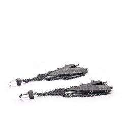 Cascade Earrings | Etched Sterling Silver with Amethyst & Quartz