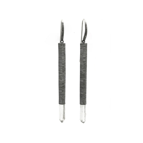 Crystal Wand Earrings in Sterling Silver with Rock Crystal