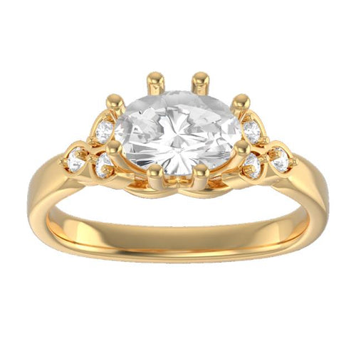 14K Gold  Oval Lab-Grown Diamond Finger-Shape Engagement Ring