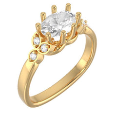 14K Gold  Oval Lab-Grown Diamond Finger-Shape Engagement Ring