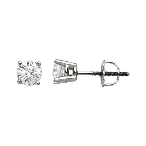 14K Gold 1/2 CTW Diamond Stud IJ Color I2 Clarity Threaded Post Earrings