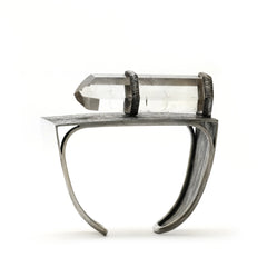 Rock Crystal Sterling Silver Cuff Bracelet