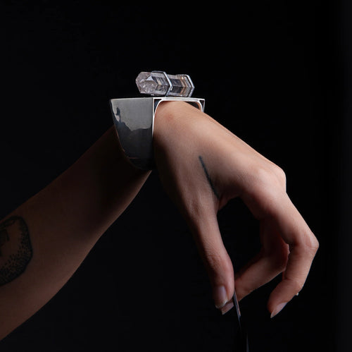 Rock Crystal Sterling Silver Cuff Bracelet
