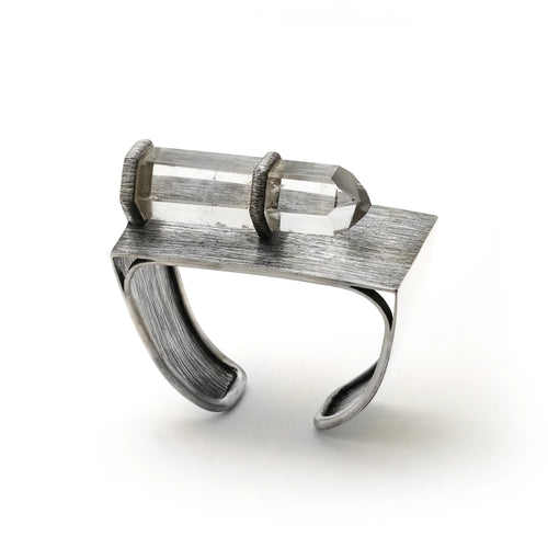 Rock Crystal Sterling Silver Cuff Bracelet