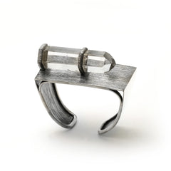 Rock Crystal Sterling Silver Cuff Bracelet