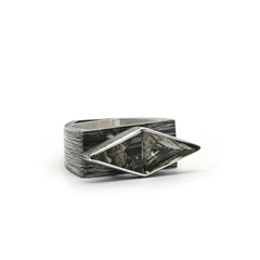 925 Sterling Silver Dual Triangle Crystal Statement Ring