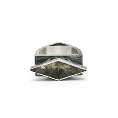 925 Sterling Silver Dual Triangle Crystal Statement Ring