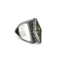 925 Sterling Silver Dual Triangle Crystal Statement Ring
