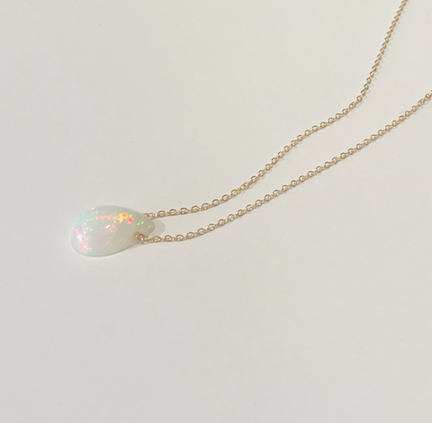 Raw Ethiopian Opal Necklace with Gold-Filled Adjustable Chain