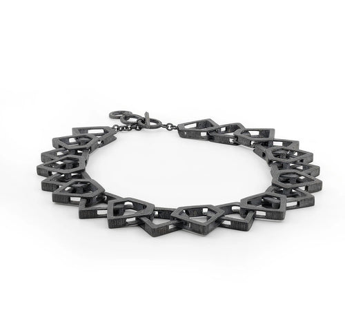 Formation Necklace | Textured Oxidized Silver Links