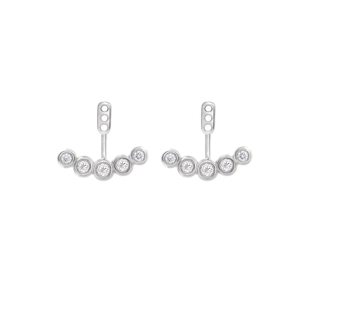 14K White 1/4 CTW Natural Diamond Curved Front-Back Earring Jackets