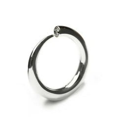 Narrow Tapering Silver Wiggly Ring with 3pt Diamond
