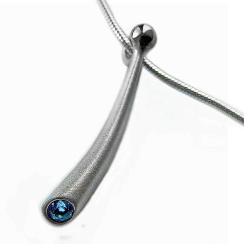 All silver small curved silver pendant