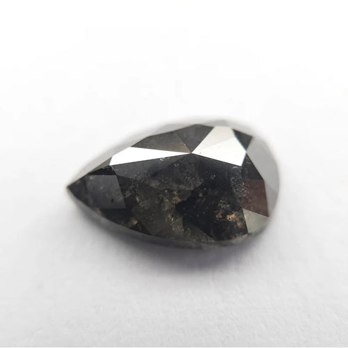 2.18 Ct 10.2 x 6.8 mm Loose Black Diamond, Pear Shape Salt And Pepper Diamond, Natural Quality Rose Cut Pear Diamond For Engagement Ring