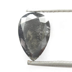2.18 Ct 10.2 x 6.8 mm Loose Black Diamond, Pear Shape Salt And Pepper Diamond, Natural Quality Rose Cut Pear Diamond For Engagement Ring