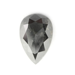 2.18 Ct 10.2 x 6.8 mm Loose Black Diamond, Pear Shape Salt And Pepper Diamond, Natural Quality Rose Cut Pear Diamond For Engagement Ring