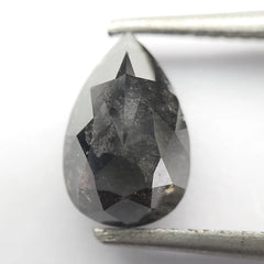 2.18 Ct 10.2 x 6.8 mm Loose Black Diamond, Pear Shape Salt And Pepper Diamond, Natural Quality Rose Cut Pear Diamond For Engagement Ring