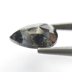 2.18 Ct 10.2 x 6.8 mm Loose Black Diamond, Pear Shape Salt And Pepper Diamond, Natural Quality Rose Cut Pear Diamond For Engagement Ring