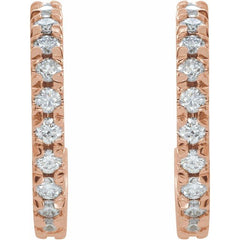 14K Rose Gold 5/8 CTW Lab-Grown Diamond French-Set 15mm Huggie Hoop Earrings