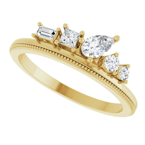 14K Yellow 3/8 CTW Natural Diamond Stackable Ring