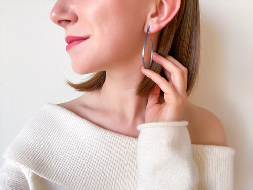 XL Sterling Silver Hoops 2MM X 1MM