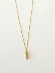 18k Yellow Gold Textured Cylinder Necklace